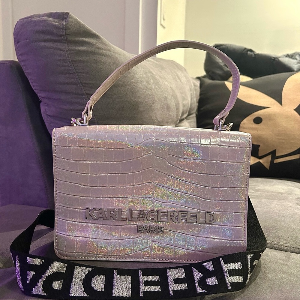 Karl Lagerfeld Iridescent Pink Paris Adele Crossbody Purse NWOT